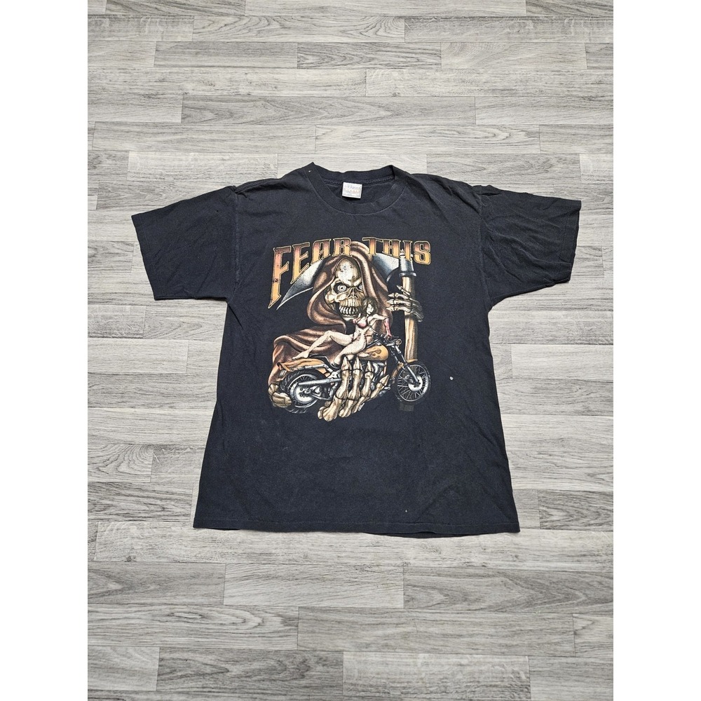 Vintage 90s Fear This Grim Reaper Harley Davidson Motorcycle Oklahoma City shirt